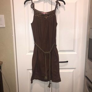 Calypso St Barth Brown Belted Rope Beaded Dress